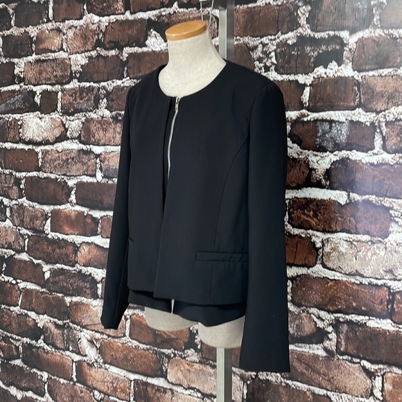 Gibson Blazer Jacket Zip Front Black Layered Size Large - Picture 5 of 11